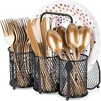 Imposyu Besteckkorb Schwarz Eckig - Edelstahl Utensilienhalter 15x10x7,5cm