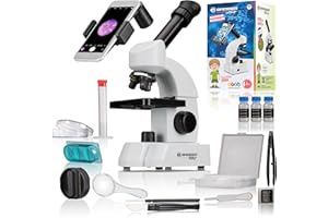 Bresser Microscope Junior avec grossissement 40x 640x, oculaire Zoom et kit de démarrage Complet pour Une entrée Parfaite dans la microscopie