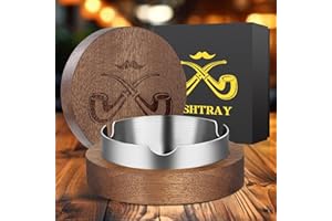 LULLEA Posacenere in legno a forma di pipa con coperchio, a prova di odore, per interni ed esterni, per sigarette, sigari, pipe, regali di compleanno, regali di Natale per uomini e papà, con inserto