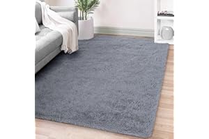 FVVRAX Bereich Teppiche für Schlafzimmer Wohnzimmer, Grau flauschig Fuzzy Shag Shaggy Teppich weichen Plüsch Teppich, 150x240 cm Indoor-Boden Teppich für Kinder Home Decor Ästhetik
