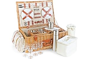 REGENCY HAMPERS Luxury Fitted Picnic Hamper Basket, 4-Person (23")