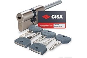 CISA - Cilindro Europeo ASIXP8 Sicuro e Affidabile 10Q3170701200C5 per Serratura Porta Blindata, Cilindro 5 Chiavi per Ambienti Residenziali e Commerciali, Dimensioni 30/30, Predisposizione al Pomolo