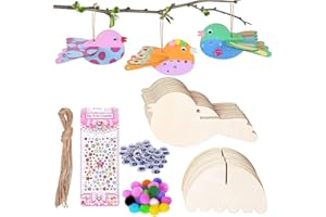 HENGBIRD 16pcs 3D Wooden Birds Craft - Ideal for Kids' Arts and Crafts, Educational Toys, DIY Paint and Build Your Own Wooden Animal Crafts Set for Boys Girls Birthday Creative Activities Gift
