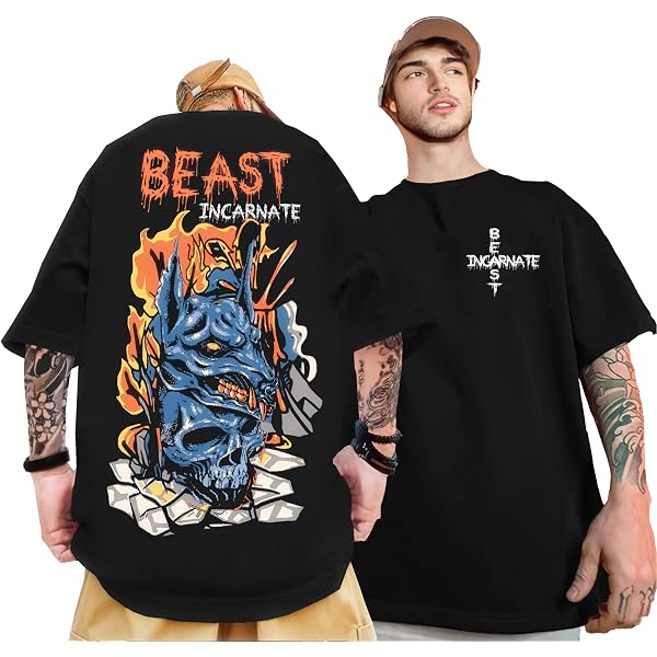 Buy TIIVRA Torque Black Half Sleeve Oversized Tshirt for Men
