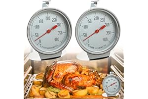 Sporgo Termometro da forno, 2 pezzi: termometro da forno in acciaio inox, da 0 °C a 400 °C, digitale, da appendere e appoggiare, per fornelli elettrici, a gas, per cottura