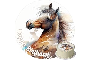 J&M DECO Décoration Gâteau Cheval - Décoration gâteau crème - Les Pétales pour Gâteau - Décorations Comestibles Rond 20 cm - Décoration Papier Comestible - Décoration Gâteau Anniversaire
