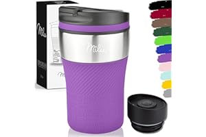 Milu Termo Taza 210ml - Vaso Térmico de Viaje Para Café - de Acero Inoxidable Con Aislamiento de Doble Pared (Violeta)