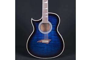 Lindo ORG-SL Slim Blue Elektroakustische Gitarre mit Vorverstärker und LCD-Tuner