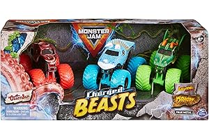 Monster Jam, 3er-Pack „Charged Beasts“ (mit den Trucks Dragon, Octon8er und Ice Dragon), coole Trucks im Maßstab 1:64 (Spritzguss)