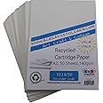 100% Eco Recycled Art A2 Cartridge Paper White Great Art Paper 140gsm Pack of 50 Sheets - Suitable for bookmaking, Sketching, Painting, Printing and More