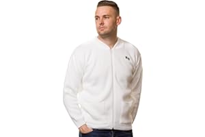 Bay eCom UK Men's White Ribbed Crew Neck Cardigan