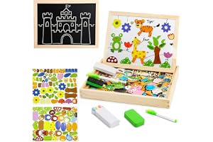 QingWing 120 stycken Montessori magnetiska pussel av trä | Magnetiska träpussel för födelsedagar jul festivaler, träpussel fö