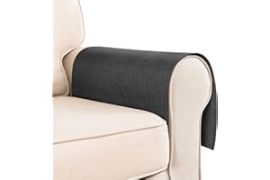 Hokibero Black Armchair Cover for Arms Sofa Arm Protector Covers Armrest Slipcover for Recliner Chair Linen Armrest Cover for Living Room Couch Sofa Arm Covers, Set of 2, Flat Edge