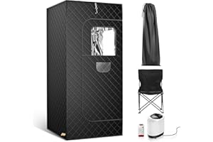 SenDeluz Carpa Sauna,Sauna para el Hogar,Calentamiento Rápido en 3 Minutos y 9 Niveles de Calor,Home Sauna Portátil con Vaporizador de 2.6L, Silla Plegable, Control Remoto 180×80×80 CM