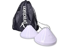 Precision Giant Saucer Cones Set of 20, 7" High Training Markers for Football, Rugby, Hockey, Large 30.5cm Diameter, Includes Mesh Carry Bag