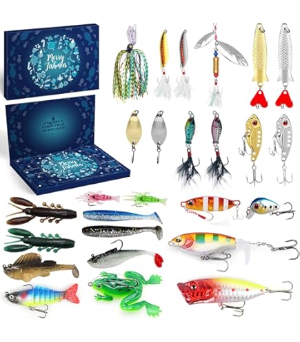 Dazhqp Angel Adventskalender 2025 für Angler - 24 Ultimate Angel Köder