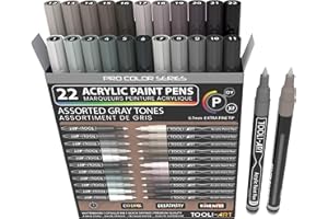 ‎TOOLI-ART acrylstifte für steine wasserfest, 22 Stück, gelb und braun, Marker der Pro Color Serie, 0,7 mm, extra feine Spitze, für Steinmalerei, Glas, Tassen, Holz, Metall, Leinwand, ungiftig schnelltrocknend