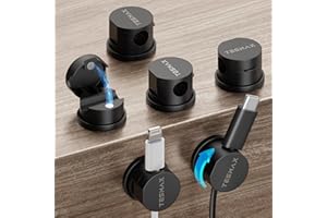 ‎TESMAX Kabelhalter Kabelclips Selbstklebend[360°Drehbar & Twist-Lock],Tesmax Magnetische Kabel Organizer Kabelhalter Schreibtisch Kabelmanagement für Schreibtisch,Ladekabel,HDMI,USB,Aux kabel,Schwarz 6 Stück