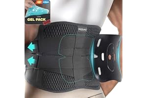 MEZZUNO Faja Lumbar Hombre y Mujer con Soporte Ergonómico Extraible - Incluye Almohadilla de Gel Reutilizable de Frio y Calor - Alivio Efectivo para Dolor de Espalda, Ciatica, Hernia Discal , Trabajo - (L)