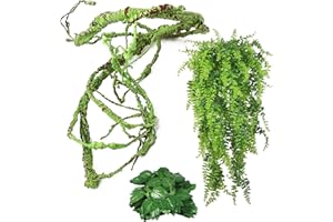 kathson Reptilienranken, Pflanzen, flexibel, biegbar, Dschungel, Kletterranken, Terrarium, Kunststoffpflanze, Blätter, Tiertank, Krabben, Frösche und mehr Reptilien
