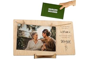 CONTRAXT Photo Frame Mama Mother's Day. Frame to hang photos with natural wood clips gift ideas original details for mom postcard mother's day new wonderful original (Mother EN)
