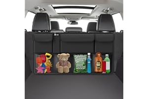 ACELIFE Car SUV Back Seat Organiser, Backseat Storage Bag, Tidy Boot Organiser with Waterproof Kick Mat & Multiple Pockets, Car Accessories