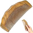 Natural Green Sandalwood Travel Hair & Beard Comb - Fine Tooth, Anti-Static, Dandruff Prevention - Portable Detangling Comb, Curls & Wet Hair - 1 Pack