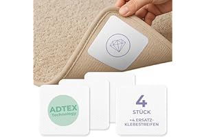 Livilin Teppich Antirutschunterlage Antirutsch Pads [AdTex Technology] 4Stk. Anti Rutsch Pads Waschbar +Ersatzklebestreifen Anti Rutsch Teppichunterlage rutschfest 10x10cm (10x10 cm, 4, stück)