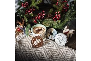 3PC Set Christmas Coffee Stencil Kit, Santa Claus Design, Coffee Set, Barista Tools, Coffee Accessories, Snowflake and Gingerbread, Stocking Filler by TRIXES