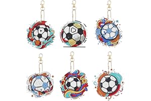 AUPAWDY Diamond Painting Schlüsselanhänger,6 pcs Fußball Diamant Malerei Schlüsselanhänger 5D DIY Diamond Painting Schlüsselanhänger Crystal Strass Mosaik Diamant Handwerk Anhänger für Damen Herren Tasche