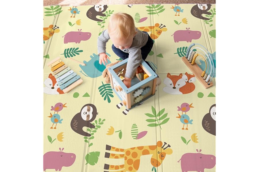 KandyToys Wild Life Foldable Baby Play Mat | Thick Padded XPE Baby Crawl Mat | Waterproof | Safe
