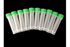 KAXILU 25 x 2ml Plastic Test Tube Vial Container Green Screw Cap with O Ring seal