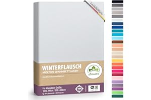 ‎LEEVITEX Winter Fitted Sheet, Colourful Thermal Fleece, Fitted Sheet, Bed Sheet in Many Sizes and Colours (180 x 200 cm - 200 x 200 cm, White)