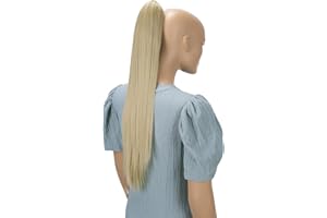 ‎CAISHA CAISHA by PRETTYSHOP 60cm Glatt Pferdeschwanz Mit Butterflyklammer Haarteil Zopf Hitzebeständig Haarverlängerung Hellblond H609