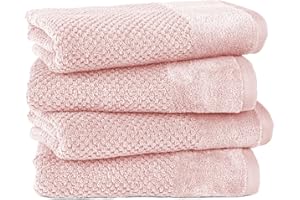 ‎PURE LABEL Pure Label 4-TLG. Handtücher Set mit Aufhängeschlaufen aus 100% Baumwolle, saugstark, weich und Oeko-TEX Zertifiziert - 4er Pack Handtücher 50x100 cm aus feinster Baumwolle, Rosa