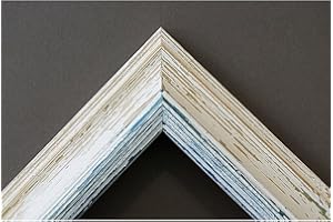ARTECENTRO cornice per quadri tele - shabby chic bianco-colore in legno varie misure offerta (bianco/blu, 50x70 + passepartout)