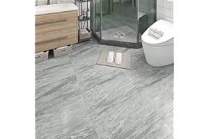 FunStick Naklejki na płytki Podłoga w łazience Wodoodporne 30×60CM 5 sztuk Naklejki na płytki Marmur Szary Biały PCV Pokrycie podłogi Samoprzylepna podłoga winylowa Łazienka i kuchnia Backsplash