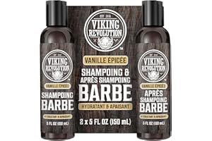 Viking Revolution - Shampoing Barbe Homme & Après Shampoing Barbe Homme - Huile d'Argan & de Jojoba - Adoucit & Renforce - Vanille épicée - 150 ml x 2