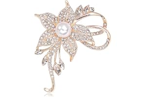 XSQD Blume Band Brosche, Vintage elegante einzigartige Kristall Brosche, Mode Strass Brosche, Pin Abzeichen, Zubehör Schmuck Geschenke, Strass Kno