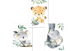 LALELU-Prints Bilder Kinderzimmer Poster Babyzimmer Deko Mädchen Jungen Kinderbilder Set Kinderzimmerbilder (Dschungel bunt)