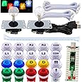 SJ@JX 2 Player Arcade Game LED DIY Kit LED Button Zero Delay USB Encoder Mechanical Keyboard Switch for PC Raspberry Pi Arcade Fight Joystick Xbox Style Color LED