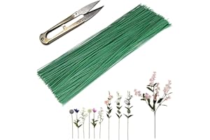 TOULIFLY Fil de Fleurs Vert, Lot de 50 Tiges Wires Floral Tige Florale Artificielle, Fil Floral 30cm, Stem Wire Florist Wire, pour le bricolage