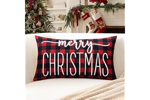 Artscope Czerwona czarna bawola kratka świąteczna poszewka na poduszkę lędźwiową 30 x 50 cm na dekoracje świąteczne Wesołych Świąt poszewki na poduszki zimowe wakacje poszewka na poduszkę dekoracja na