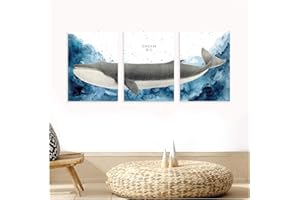 yabaduu 3er Set Poster Din A4 Tierbilder für Kinder Kinderzimmer Spielzimmer Babyzimmer Tier Bilder Kinderposter Waldtiere Afrika Tiere (Y030 Wal)