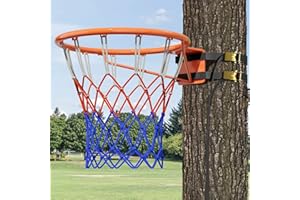 OXFUZZ Aro de Baloncesto Aro de Baloncesto de Ø 18" Montado En Árbol, Aro de Baloncesto para Exteriores, Aro Y Red Resistentes del Baloncesto, Portería de Baloncesto Colgante para Todo Tipo de Clima