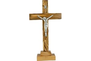 TREE OF LIFE REV. 22:14 Catholic Standing OR Hanging Crucifix Cross, Certified Olive Wood Home Décor Table and Wall Cross from Jerusalem, Israel, Holy Land Tabletop Jesus Crucifixion Cross for Desk, Crucifijo Católico Cruz