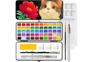Artistro Aquarellfarben-Set mit 50 Farben, leuchtende Farben in tragbarer Box. Perfektes Reiseaquarell-Set für Künstler, Hobby-Maler und zum Malen