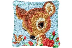 LDFHOIN Juego de cojines con ganchos para niños y adultos, funda de almohada, paquete de nudos, kit de fabricación hecho a mano, diseño de animales, juego de manualidades, juego de alfombras de nudos,