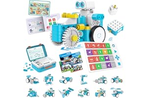 WhalesBot C3 Pro 12-in-1 Mint Roboter Bausatz, Klemmbausteine ohne Bildschirm, Intelligentes Panel zum Programmieren, Kreatives Lernspielzeug & Geschenk für Kinder ab 5 Jahren
