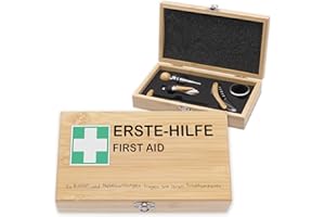 ‎LAUBLUST LAUBLUST Weinöffner Set als Geschenk - 5er Weinzubehörset als Sommelier Set - Erste Hilfe | Wein Zubehör mit Holz Geschenkbox | Coole Geschenke für Freunde & Kollegen - Weinset als Geburstagsgeschenk